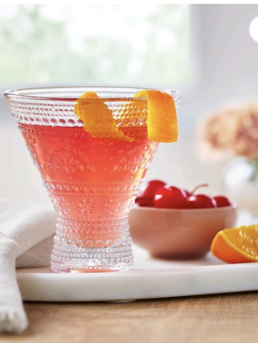 ❤️ 4 Pk The Pioneer Woman Channing Textured Cocktail Glass with Beaded Pattern